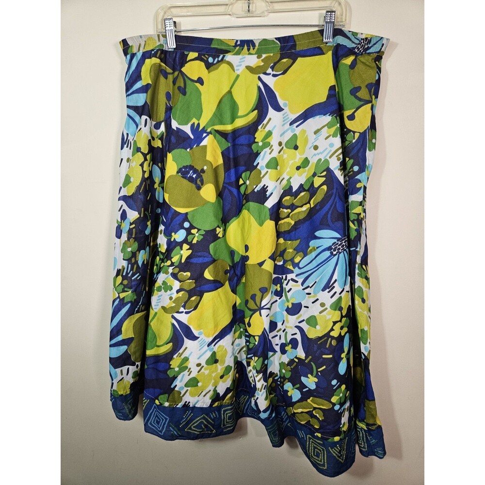 Choices Maxi Skirt Size Medium Vibrant Floral Colorful Blue Green Boho Flowers